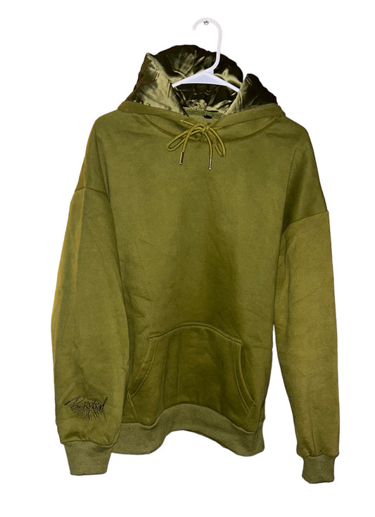 Olive Satin-Lined Hoodie